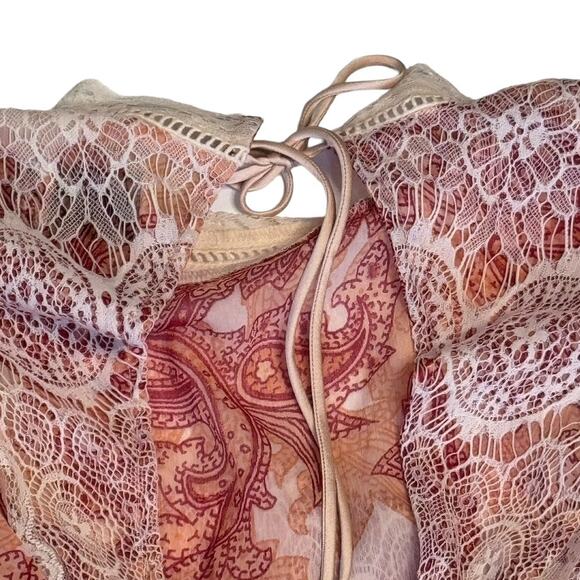 ASOS Paisley Flounce Tiered Mini Dress Lace & Ruffle Size 4 - Picture 11 of 12